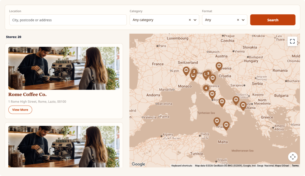 Warm Boutique layout preview